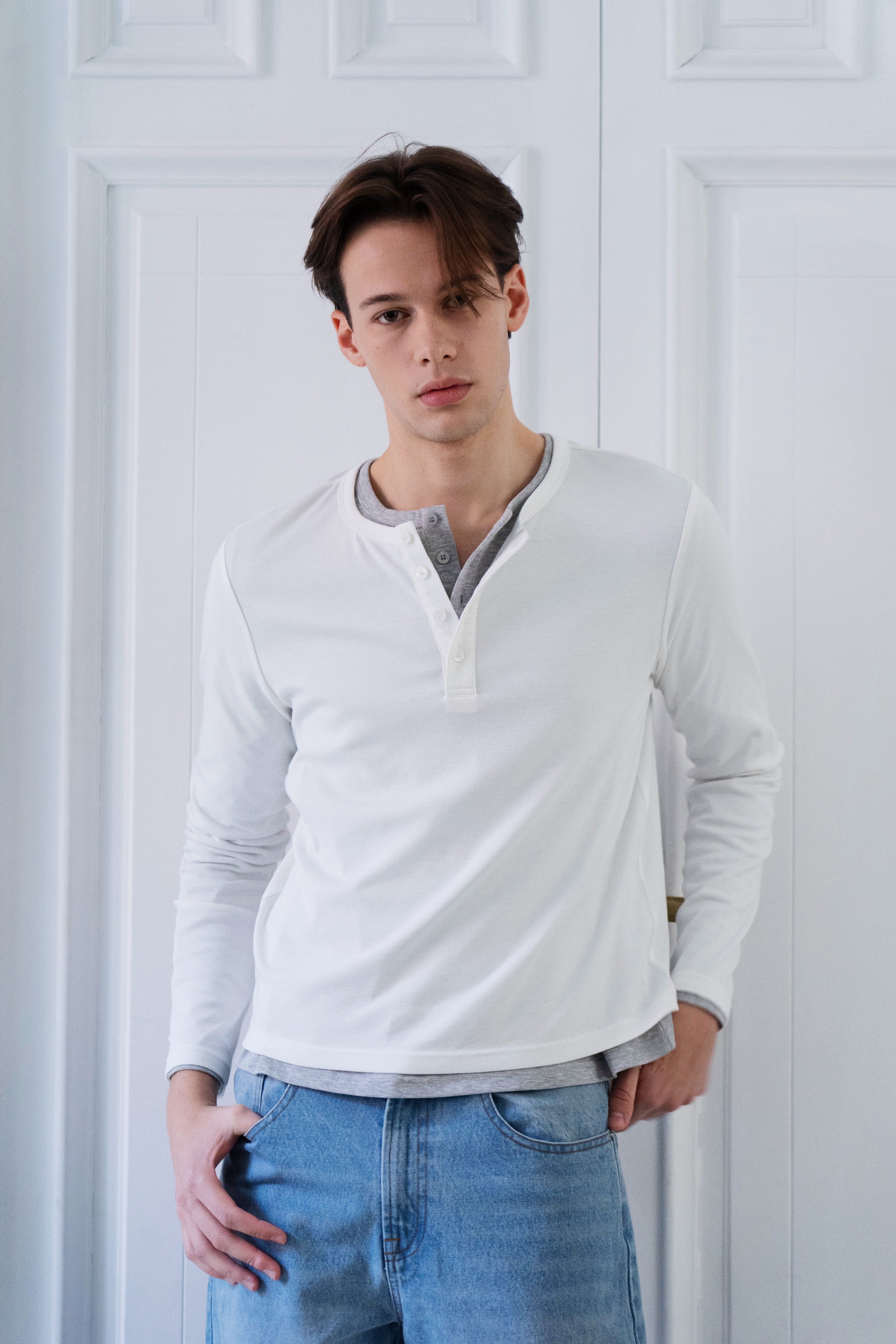 Essential Henley Shirt | White – Leclat Club