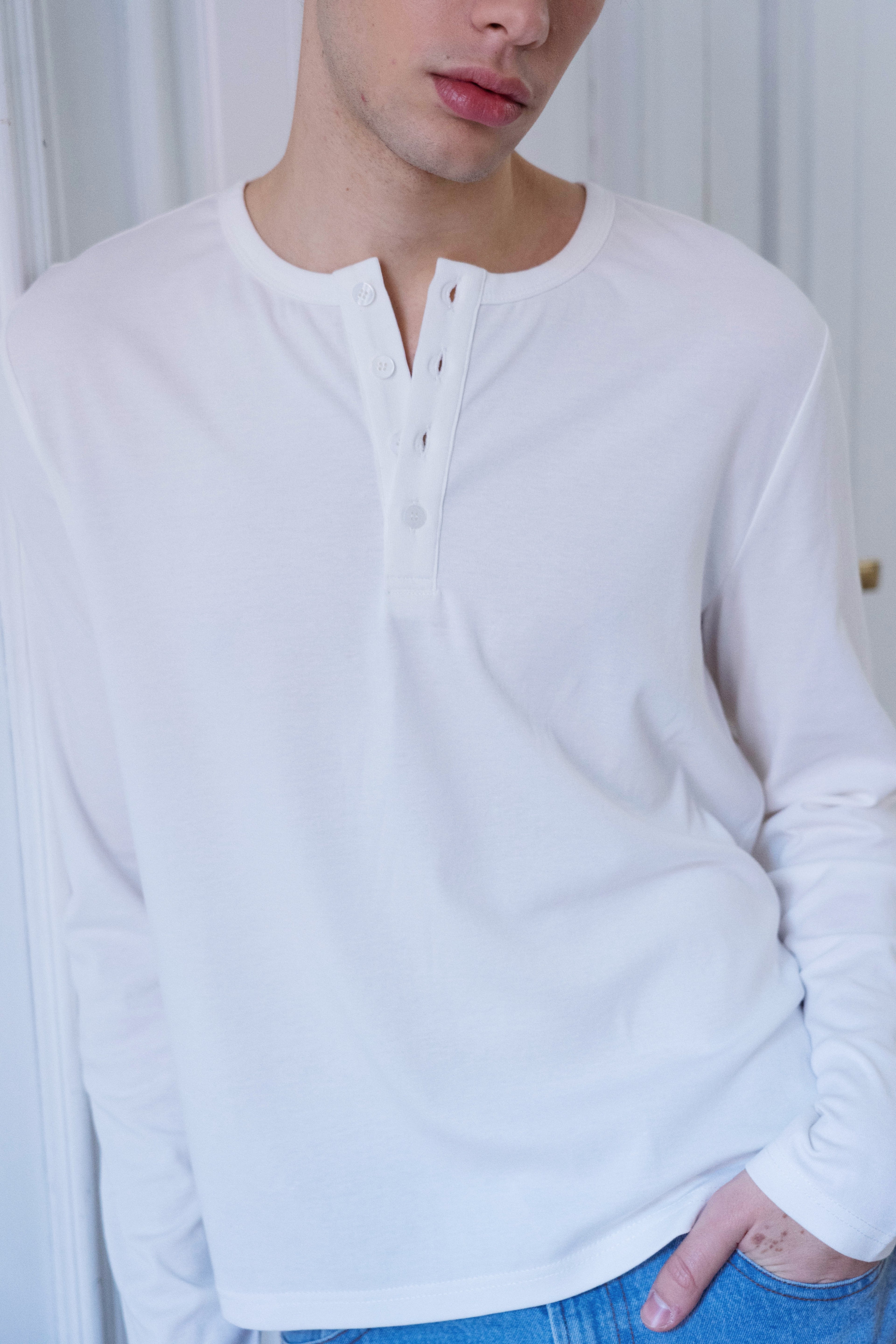 Essential Henley Shirt | White