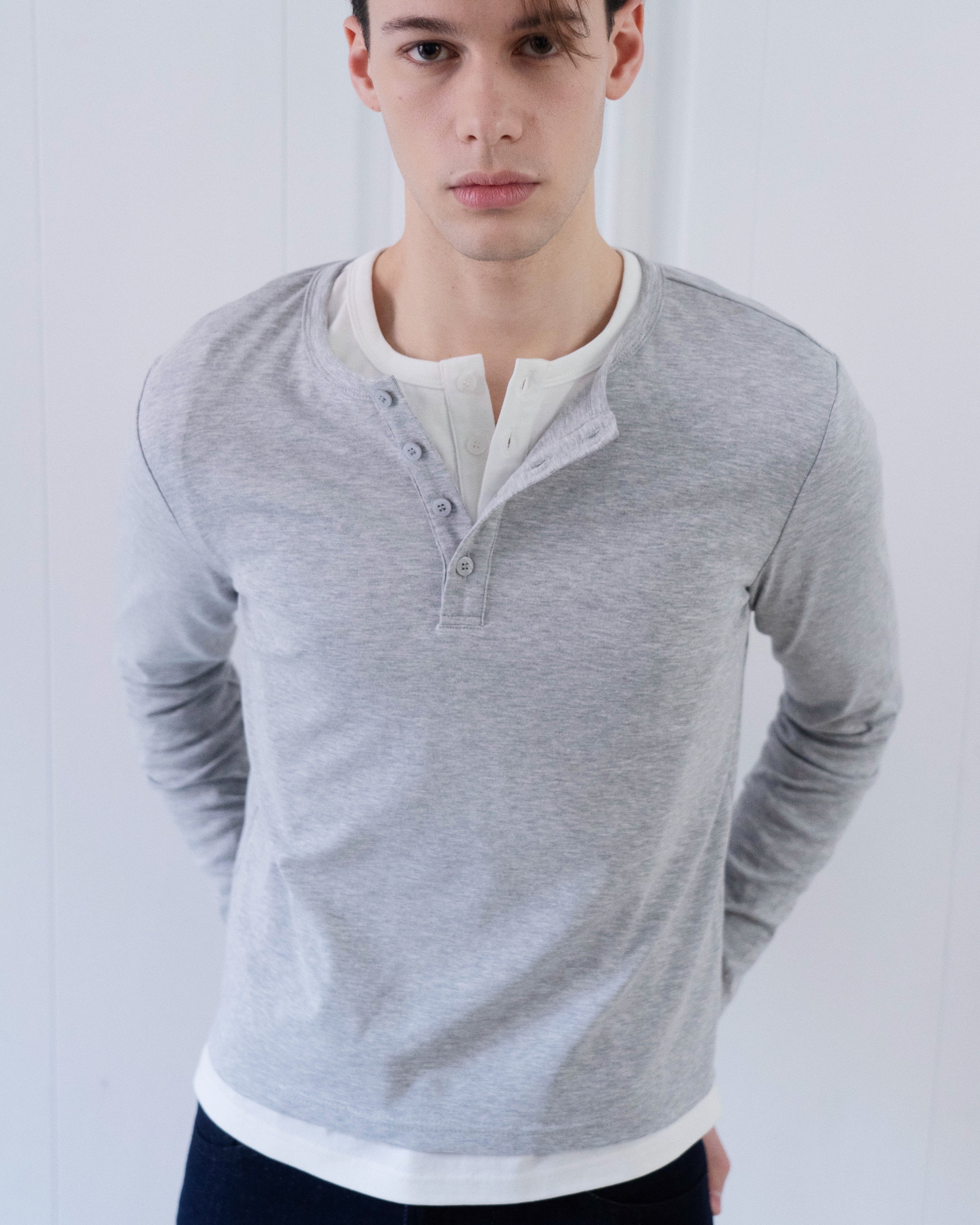 Essential Henley Shirt | Grey – Leclat Club